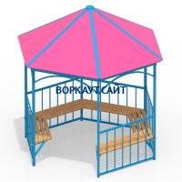 Беседка с лавками МАФ 4120 в Московской области Беседка с лавками МАФ 4120 в Московской области