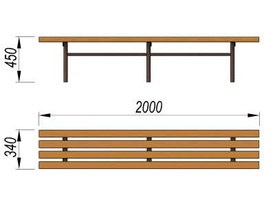 Двухметровая лавочка без спинки 2 м МАФ 1602 в Московской области