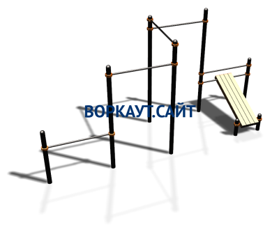 Воркаут комплекс разноуровневых турников со скамьей для пресса ВС-37 в Московской области