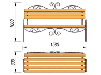 Лавочка кованная МАФ 1606 в Московской области