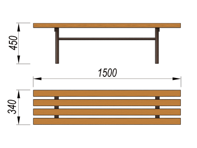 Лавочка без спинки МАФ 1601 в Московской области