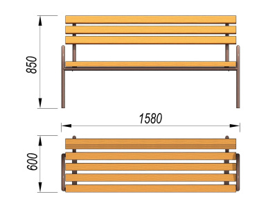 Парковая лавочка со спинкой МАФ 1605 в Московской области