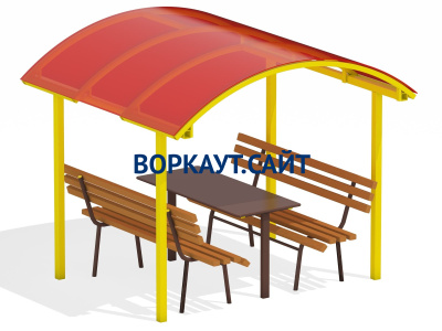 Стол и лавки под навесом МАФ 4005 в Московской области